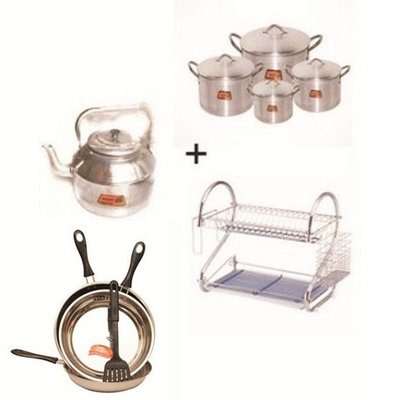 Pots, Frying Pan, Kettle & Rack Bundle