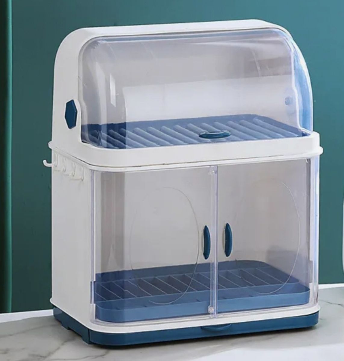 PLATE RACK WITH COVER BLUE AND WHITE