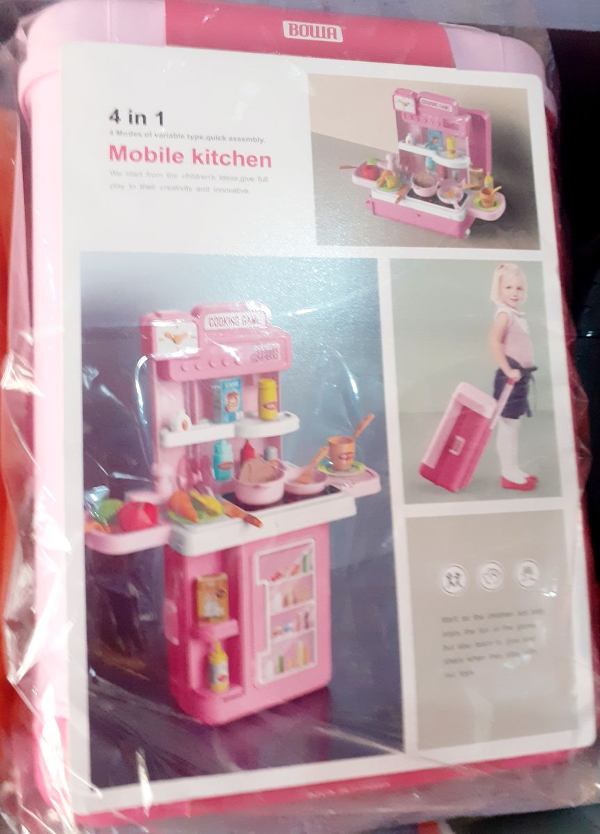 4 In 1 Mobile Suitcase Electric Kitchen Role Kids Pretend Play Kit Cooking Toy Set
