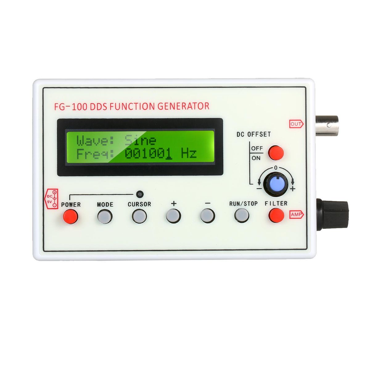 1HZ-500KHZ FG-100 DDS Functional Signal Generator Sine Triangle Square Sawtooth ECG Noise Output Frequency Meter Signal Source Module Frequency Counter