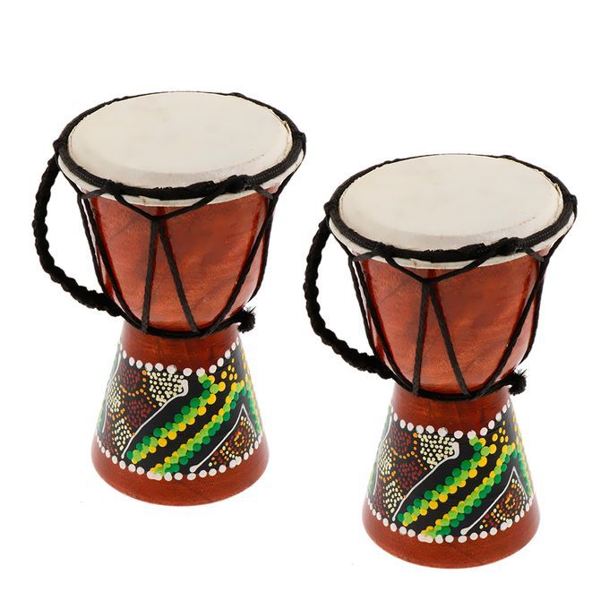 2 Pieces African Djembe Drum Bongo Wooden Good Sound Musical