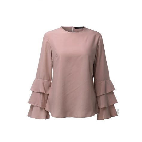 Plain 3 Step Sleeve Top - Nude