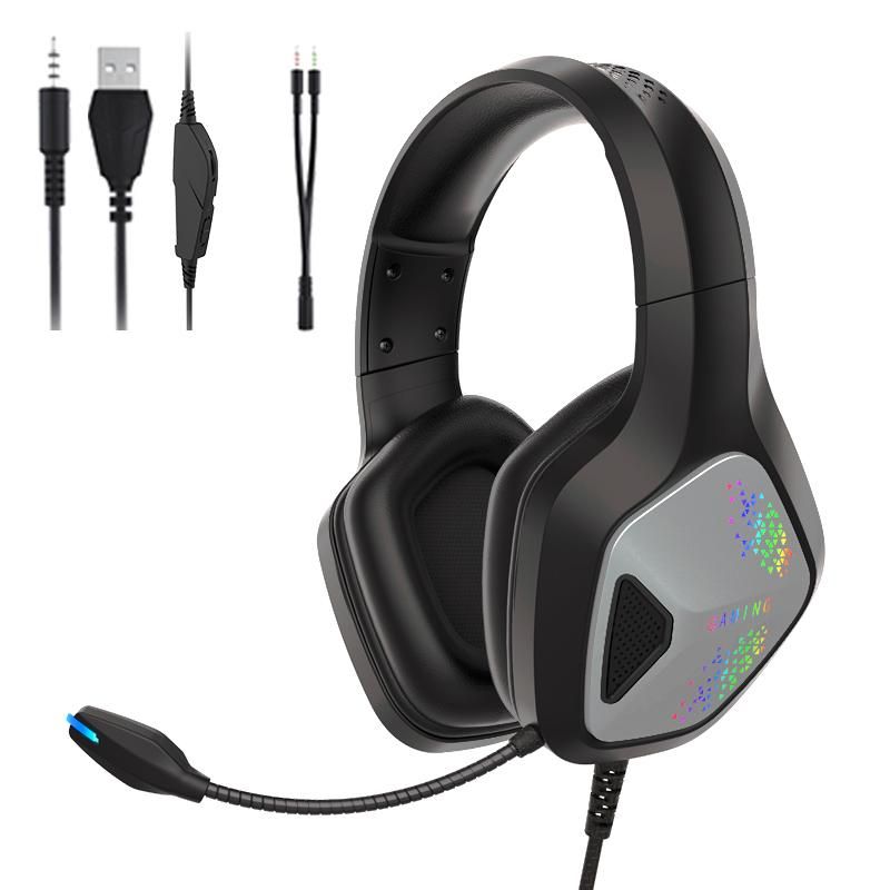 Wired Gaming Headset with Microphone and RGB, Black
