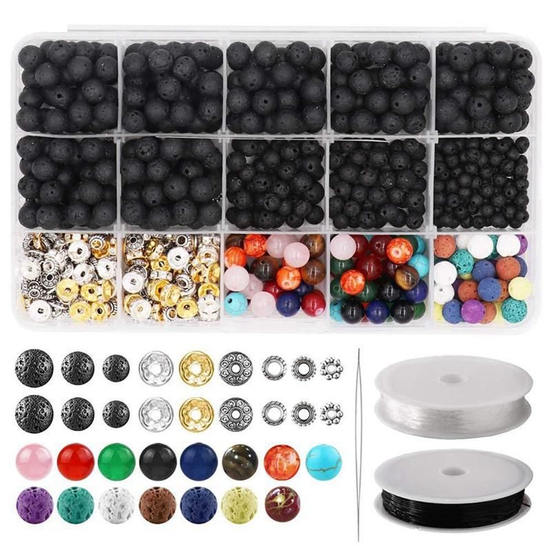 Lava Beads Kit Lava Stone Rock Beads Chakra Beads Spacers