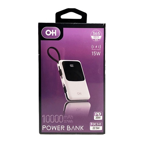 Wirelesss Led Magnetic Digital Display Power Bank - 10,000mah - White