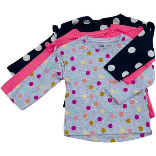 Nutmeg Girls Polkadot Longsleeve Tees - 3pcs
