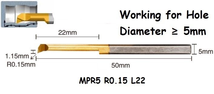 MPR5 R0.15 L22 Lathe Turning Tool Tiny Boring Bar