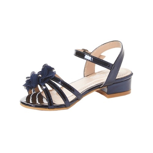 Navy Flower-accent Sandal
