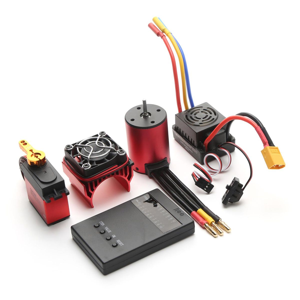 S3650 4300KV Brushless Motor 60A Brushless ESC XT60 Plug 25KG Servo Programming Card Heat Sink Replacement for 1/8/1/10 Tamiya Car