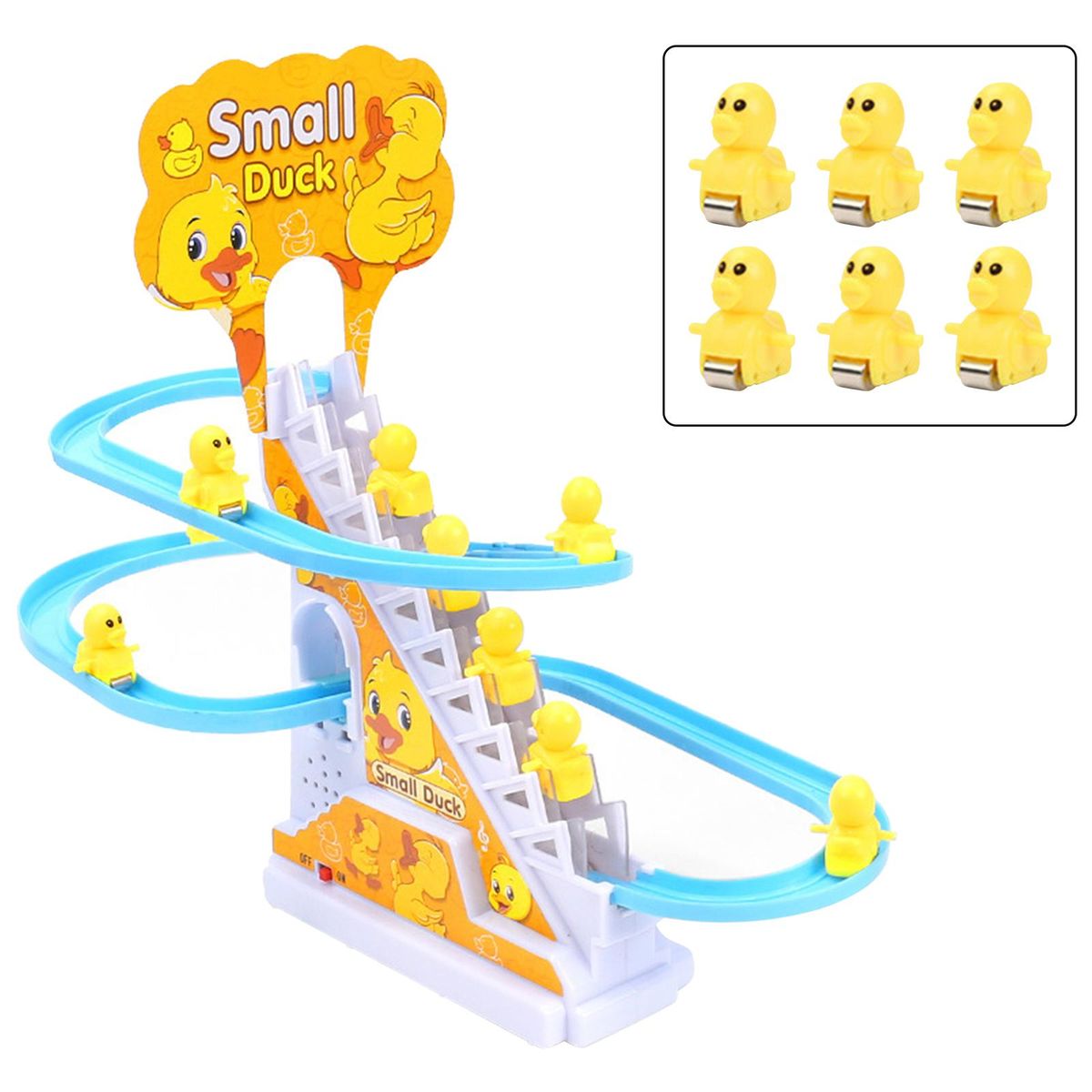 Ducks Climb Stairs Toy Roller Coaster Toy Electric Duck Track 6 Ducks
