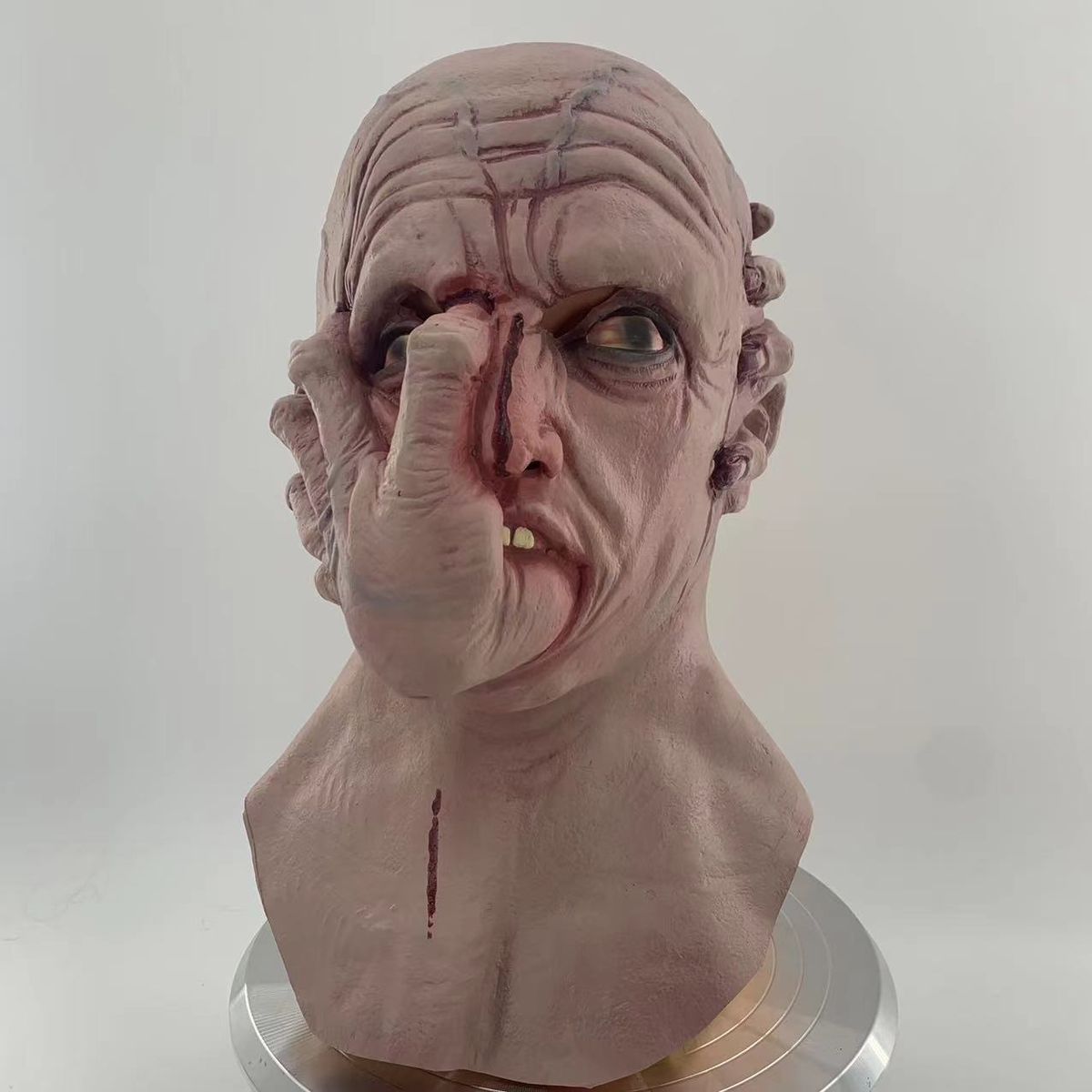 Halloween Bald Blood Scar Mask  Horror Bloody Headgear 3d Realistic Human Face Headgear Halloween Party Mask Cosplay Props