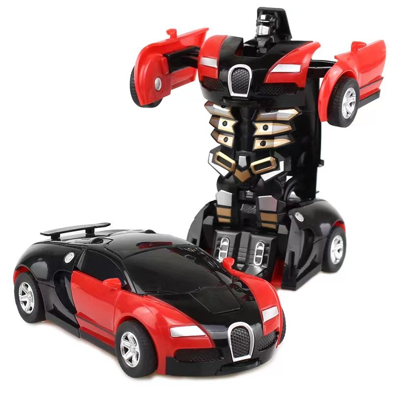 Car Inertial Transformer Robots Toy - Black And Red Door
