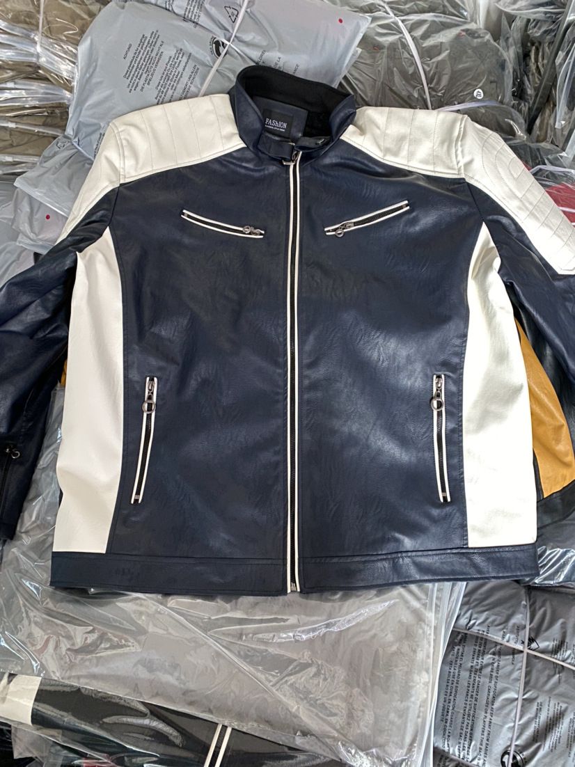 Men Fashion Leather Coat Bomber Baseball Jacket Biker Pu Coat Slim Motor Jacket