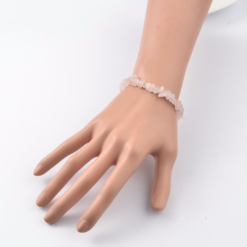 Trendy Natural Rose Quartz Beaded Bracelet