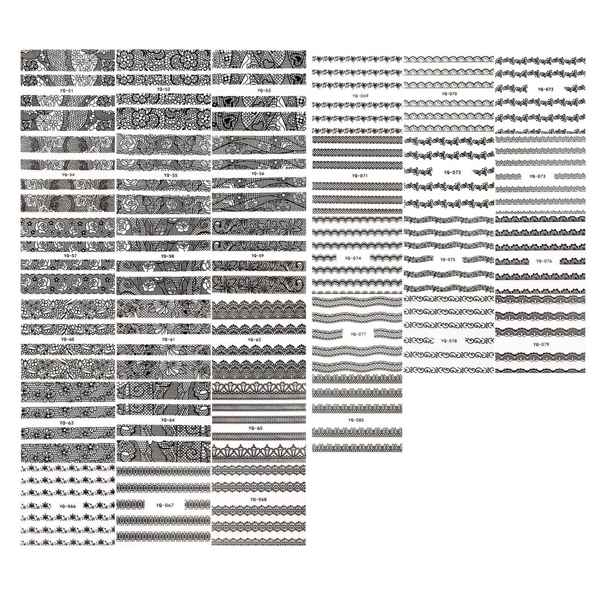 30 Sheets 3D Nail Art Stickers Lace Nail Decals