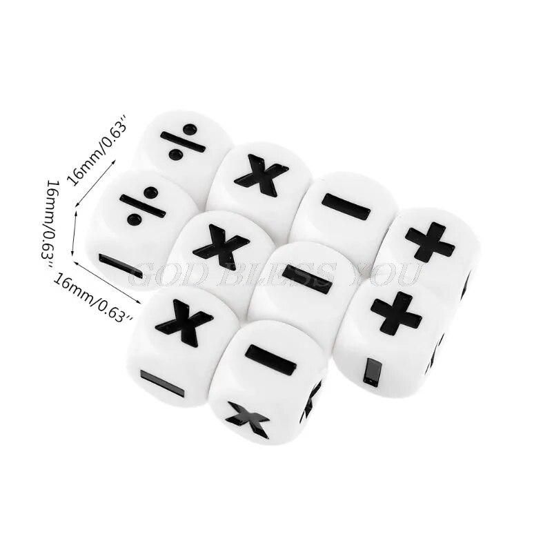 10pcs 16mm D6 Dice Mathematical Operators Arithmetic Dice Club Pub Board Game Drop Shipping