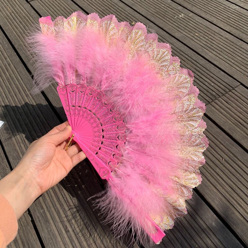 Hand-Made Portable Feather Wedding Fans  Round Bridal Hand