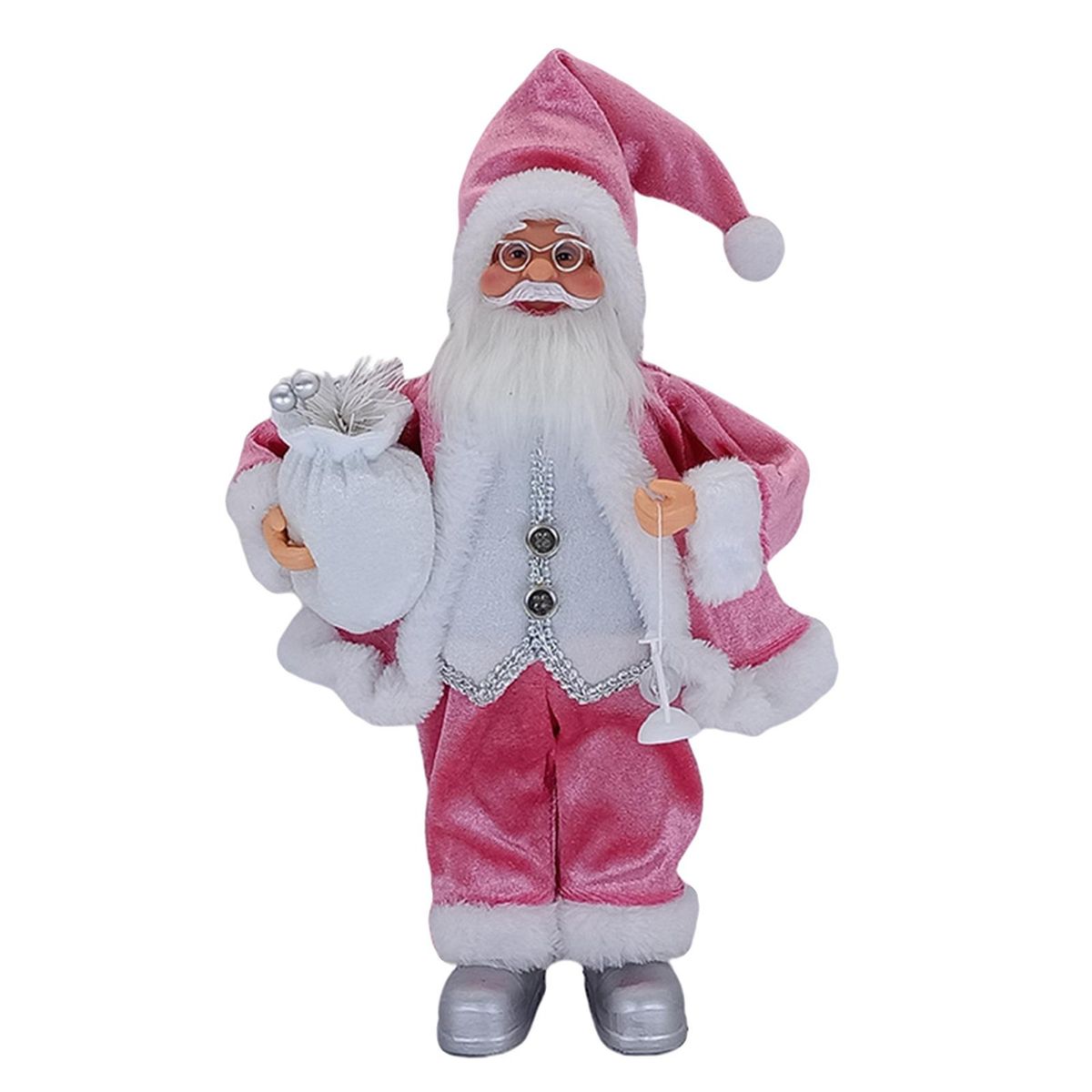 Moving Figure Plush Father Christmas Toy Hanging Pink