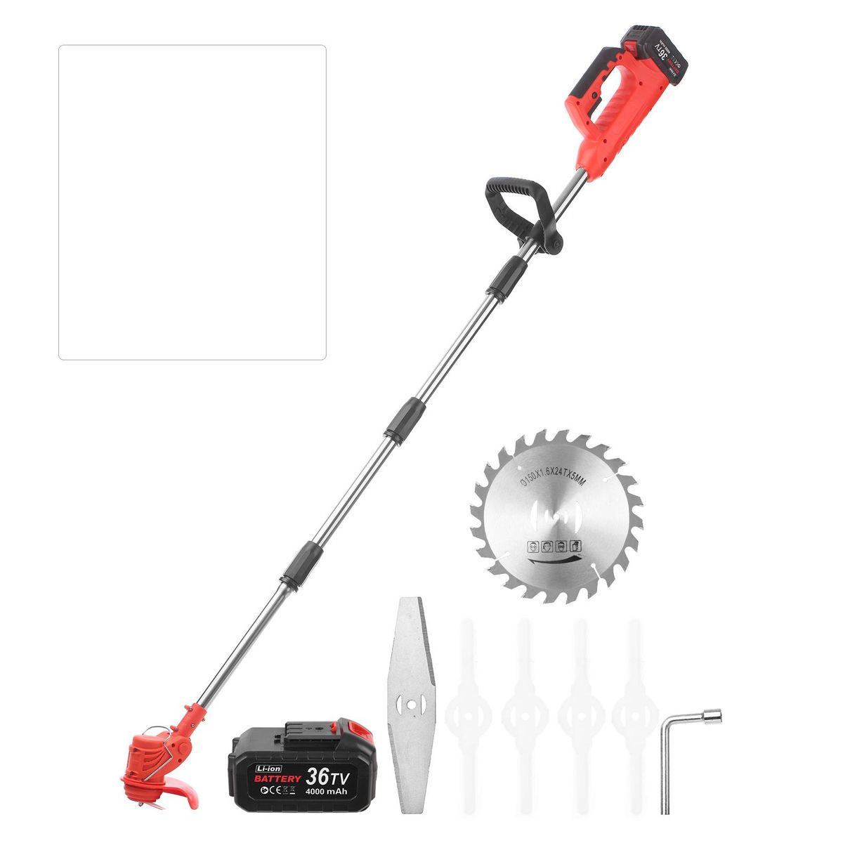 Cordless Grass Trimmer Edger 21V Battery-Powerd Weed Eater Electric Brush Cutter Grass Shears Hedge Trimmer with 4Ah Battery and Charger and Replacement Blades Included for Yard Maintenance