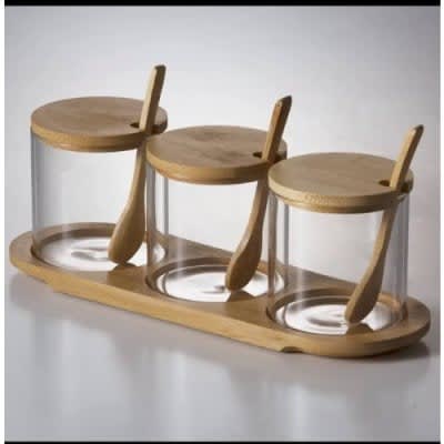 Spice Jars 3 In 1 With Bamboo Lid Container Organizer