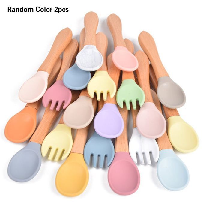 2 P S Sili One Spoon Fork Feeding Set Kid Plates Toddler Feeding A Essories-28- Olor Optional