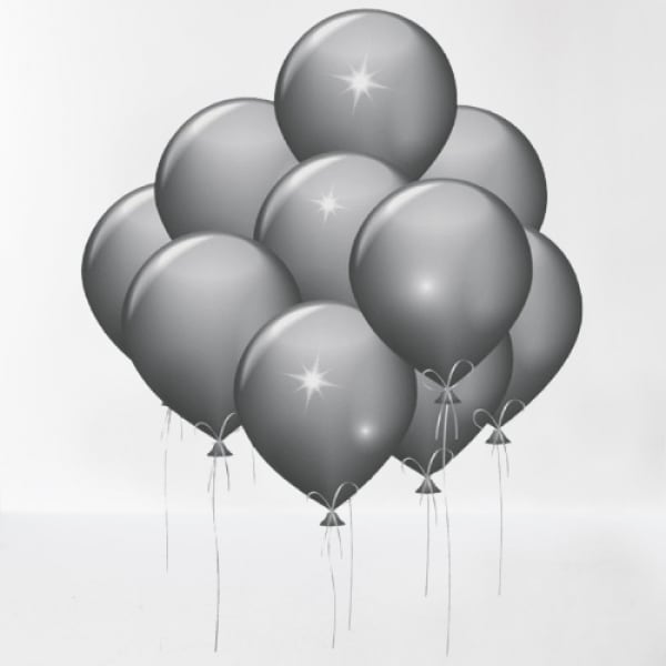12" Helium Latex Party Balloons - Deep Silver - 100pcs