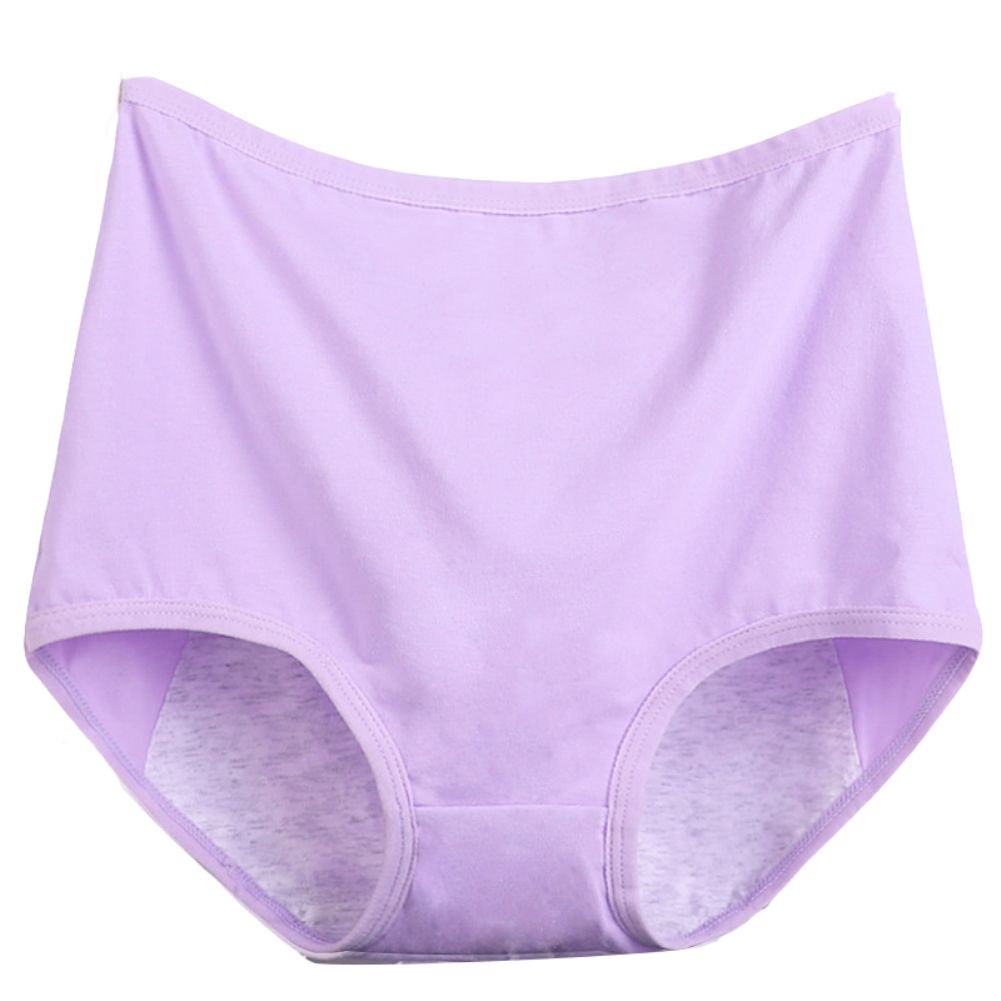 Women Casual High Waist Menstrual Period Leak Proof Underwear Cotton Briefs-Purple