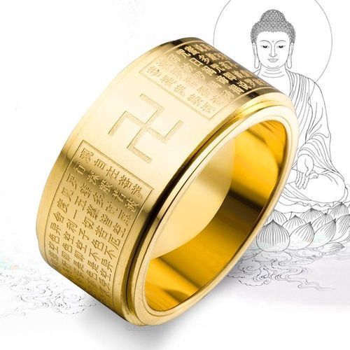 Prajnaparamita Mantra Talisman Lucky Amulet Ring-Gold