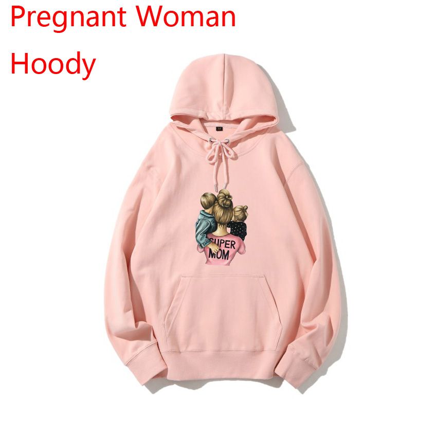 Pink 1063-Mom Mama Boy Girl Fashion Funny Printed Spring Autumn Hoodie Pregnant Women