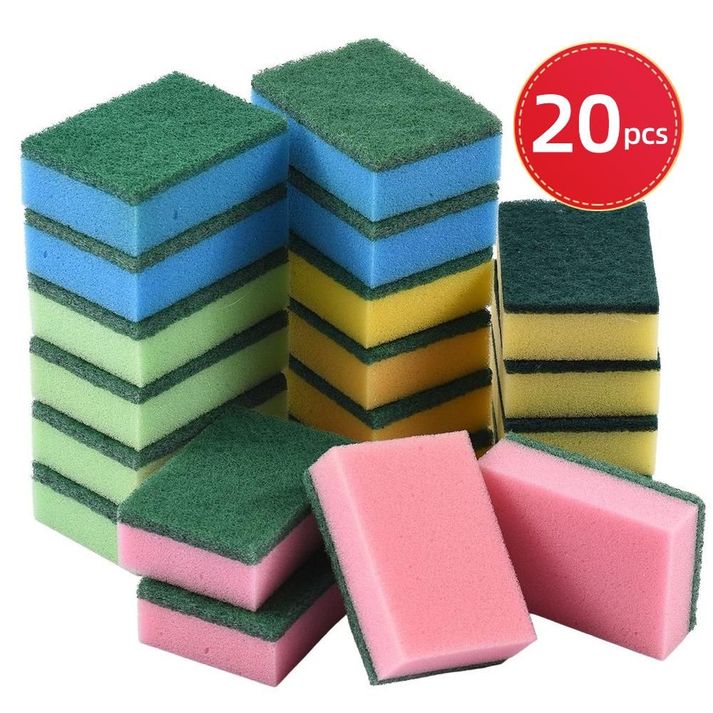 MOQ200 20PCS Sponge Wipes Household Color High Density Sand 10*7*3cm Dishwashing Cloth Sponge Block Kitchen Household Goods Cleaning Sponge Wipe