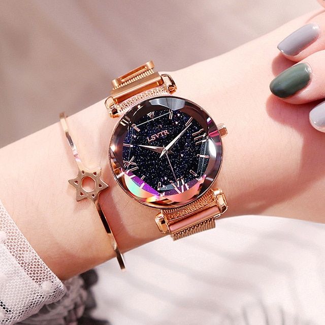 Luxury Women Watches Elegant Magnet Waterproof Rose Gold Ladies Wristwatch New