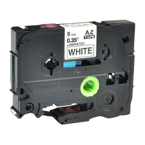 Label Tape Cartridge Tzc-221 For Brother P Touch 9mm Black On White Laminated