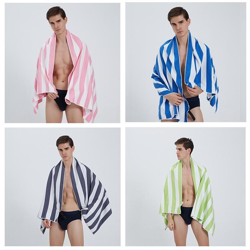 Microfiber double-sided velvet beach towel yarn-dyed striped bath towel towel quick-drying Sports beach towel sports towel