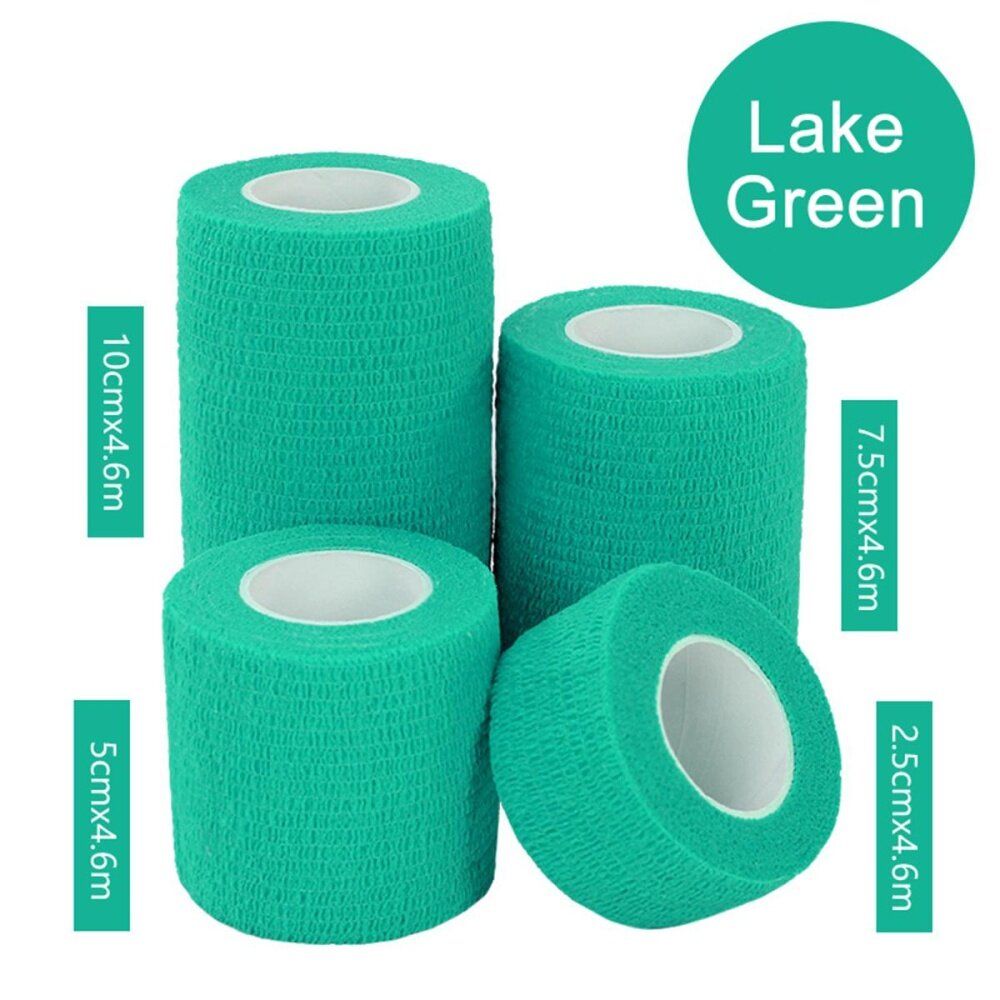 3Rolls Waterproof Bandage Gauze Wraps Elastic Adhesive First Aid Tape Stretch Lake Green XL Lake Green Extra Large