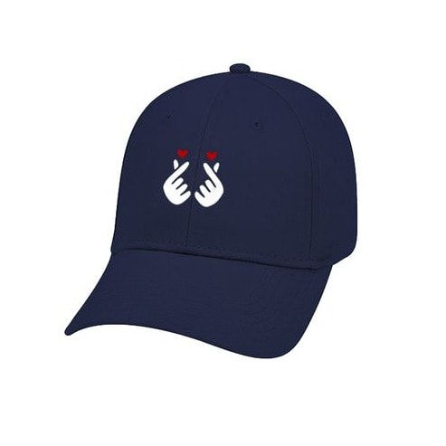 Korean Double Snap Love Hand Baseball Cap - Navyblue