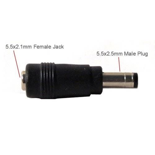 Power Tip Dc Barrel Plug Changer Adapter 5.5mm 2.5mm Male To 5.5mm 2.1mm