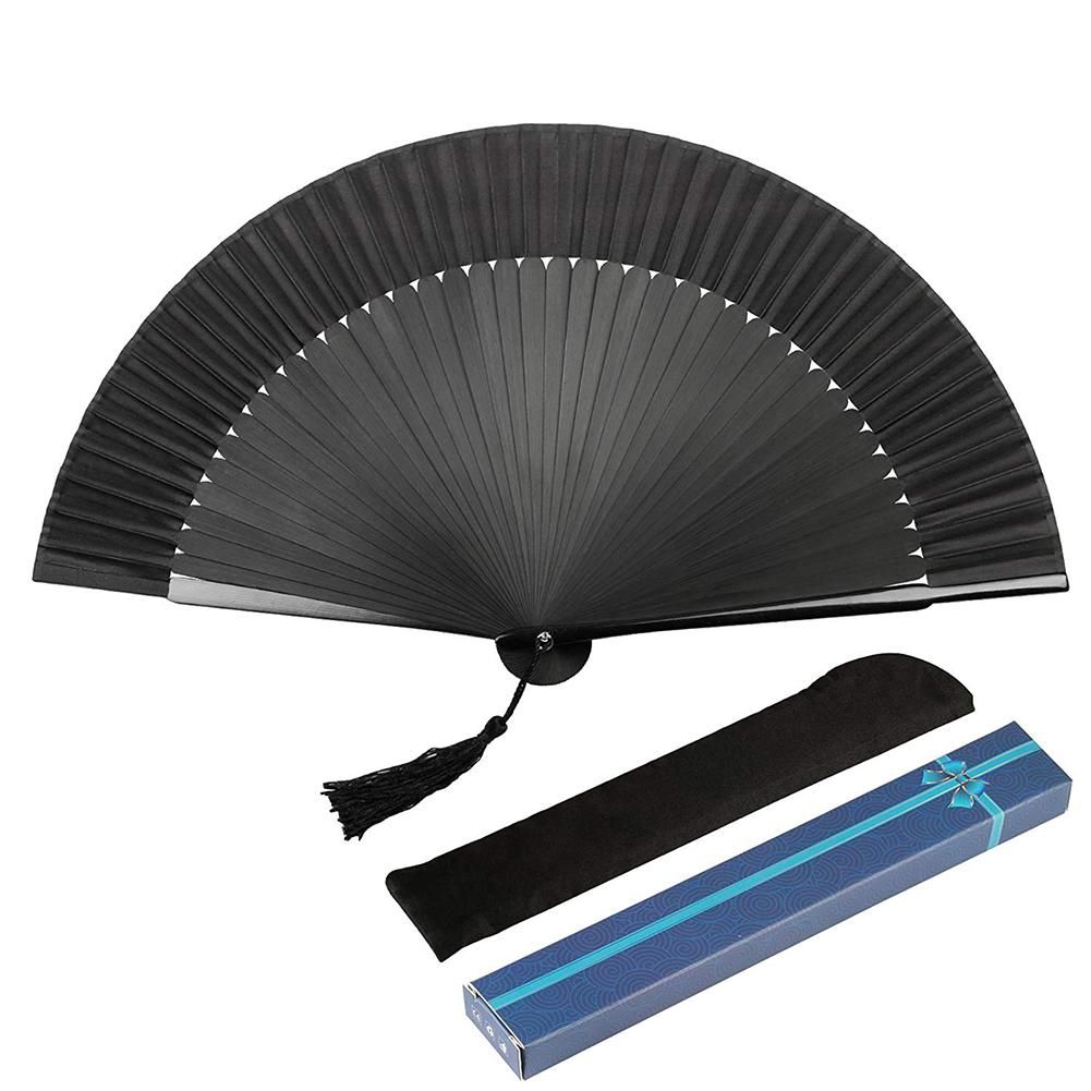 Events Wood Bamboo Fans Hand Silk For Black Folding Fans Folding Elegant Fan Held Bamboo Hand Carved
