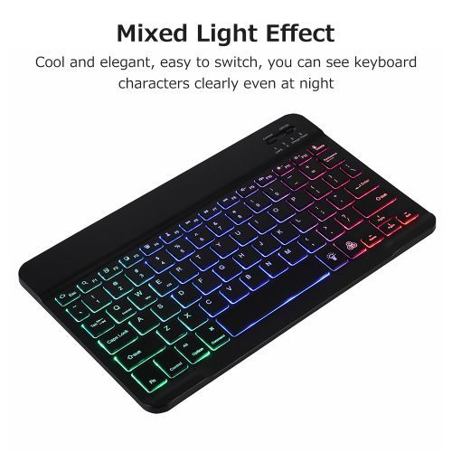 10" Wireless BT Keyboard Ultra-thin Rechargeable Mixed Light