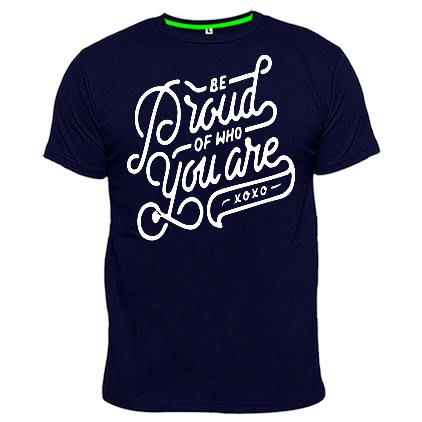Be Proud Print T-Shirt - Navy Blue