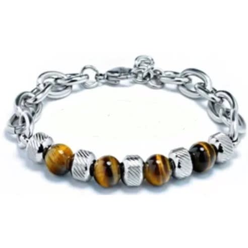 Frosted Stainless Steel Tiger Eye Bracelet