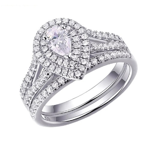 Cz 925 Sterling Silver Wedding Ring Set