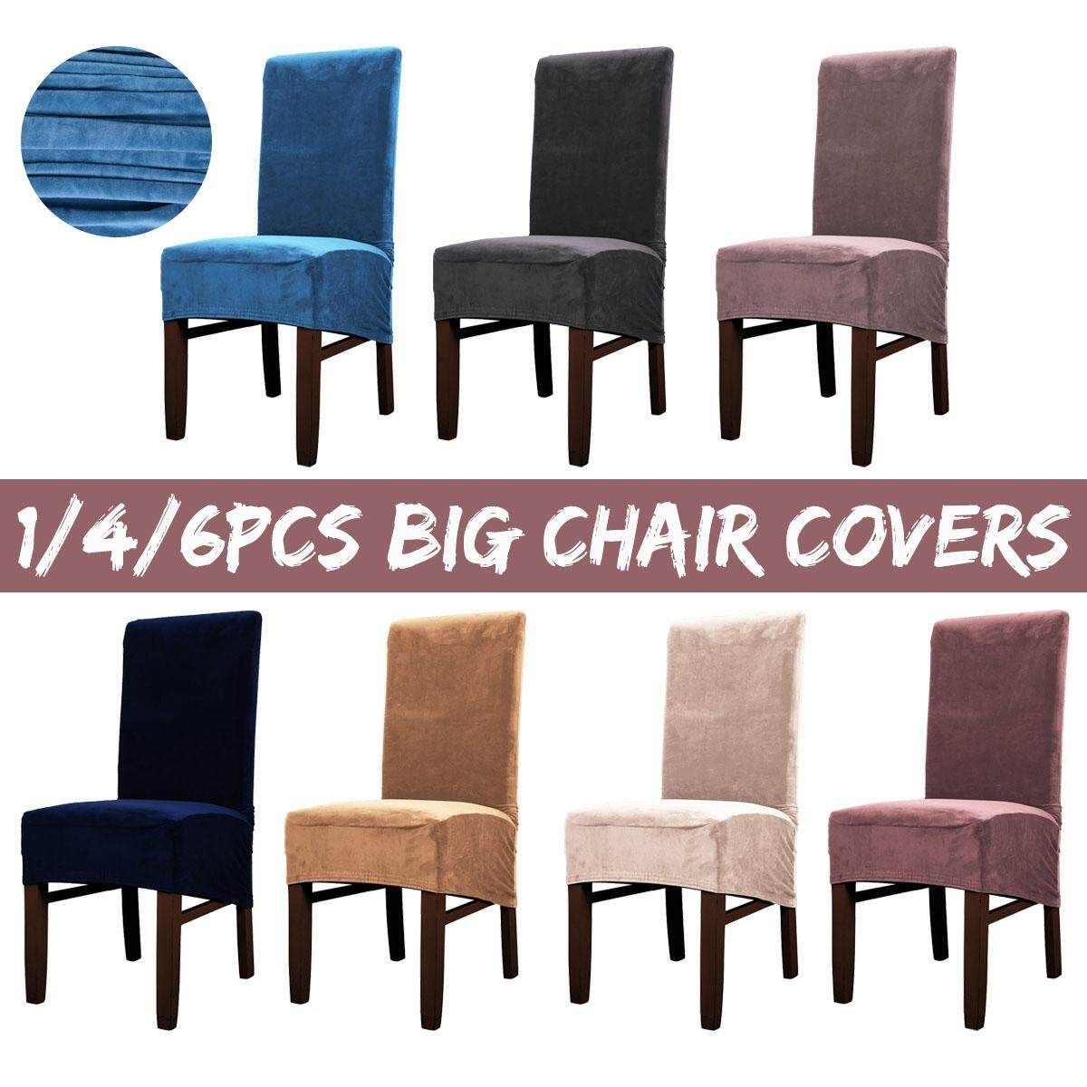 1/4Pcs Stretch Dining Chair Cover Seat Slipcover Plush Protector For Banquet Restaurant Wedding Grey