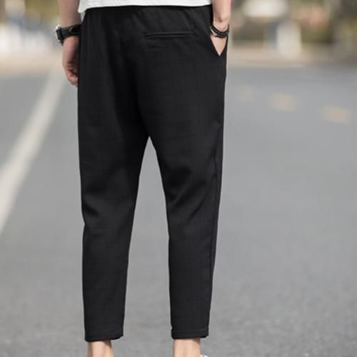 Big Size Pants for Mens Pencil Pants with Pocket and Cord Elastic Waist Informal Bombaches
