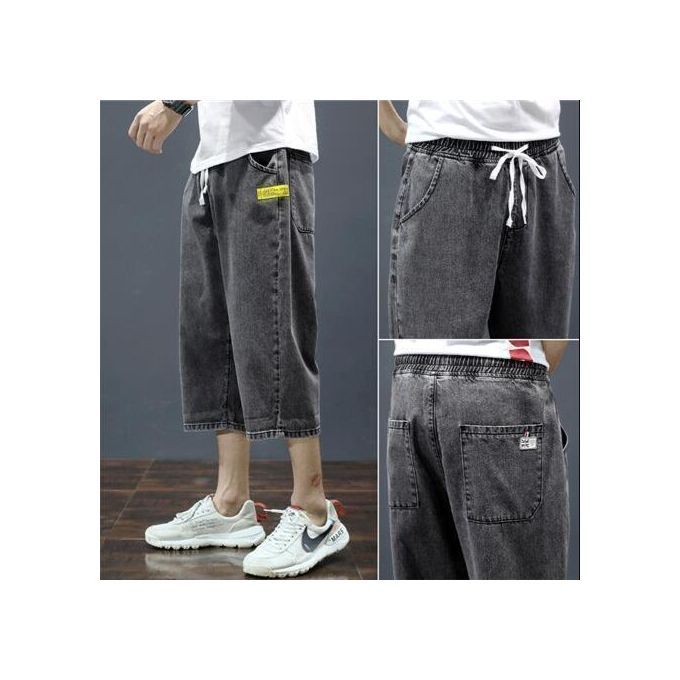 Men's Summer Thin Loose Denim Shorts - Black Grey