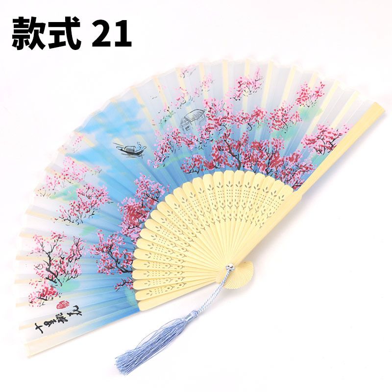 Inch Fan Folding National Japanese 7 Prop Hand Main Fans Vintage A Wind Hand Eventail Ancient Bambu Cheongsam Fan Woman