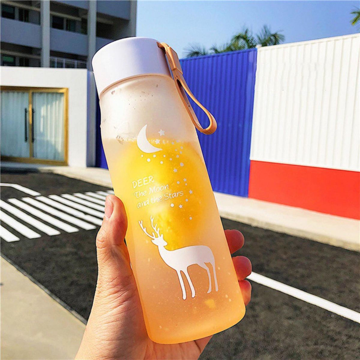 Motivational Straw Water Bottle Jug Cup BPA Free Orange