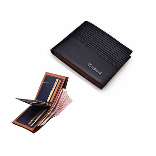 Fuerdanni Leather Men's Wallet And Multiple Card Slots - Black