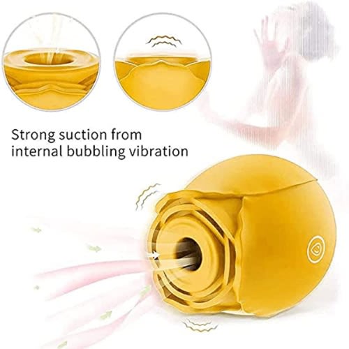 10 Speed Sweet Rose Clit Sucking Rechargeable Vibrator Sex Toy-Yellow