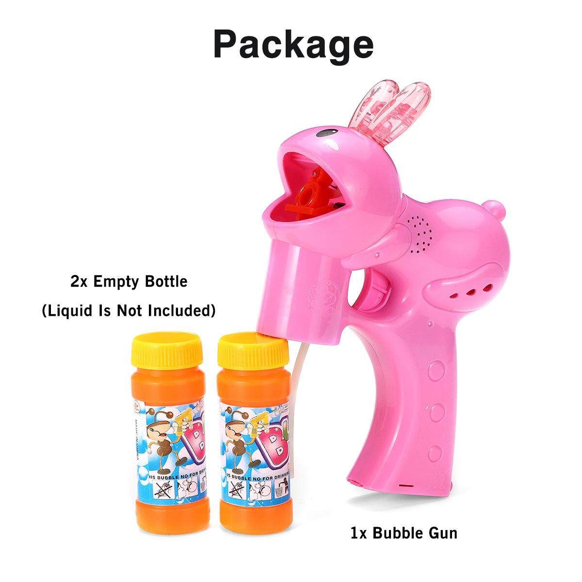 Electric Flashing LED Light-Up Bubble Tool Music Machine Outdoor Kids Toy Gift 158 Rabbit (pink)
