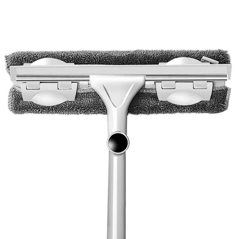 Glass Cleaning Tool Double-Sided Telescopic Rod Window Cleaner Squeegee Wiper Long Handle Rotating Head Brush Silicone Scrubbe